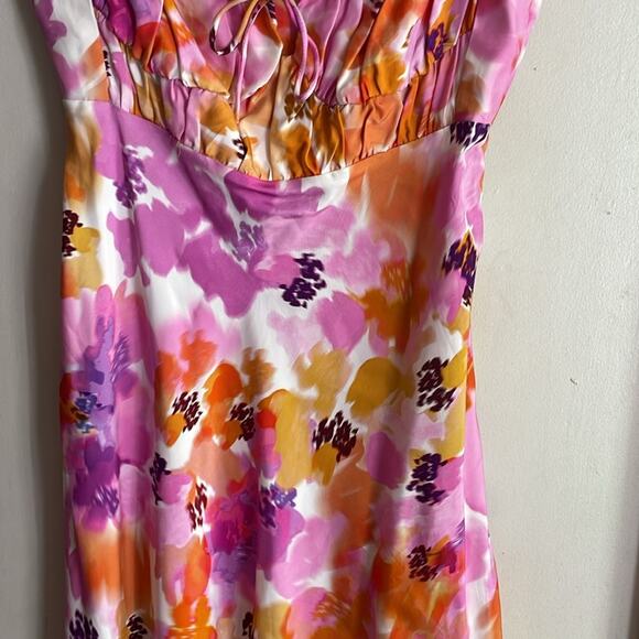 NICHOLAS Simie Gathered Floral-Print Satin-Twill Mini Dress Pink - Picture 10 of 16